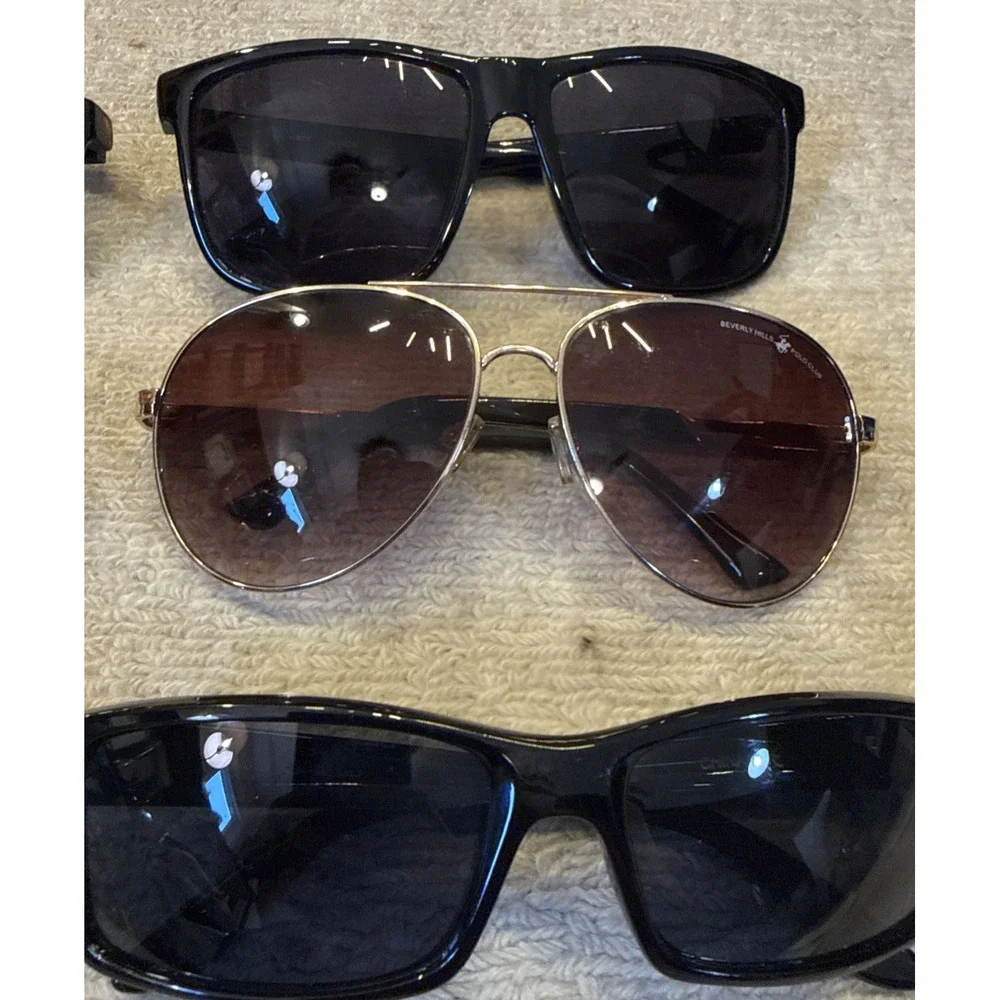 6 pairs sunglasses: Caribbean Sun, Locs, Beverly Hills Polo, Dockers-All 6 pairs